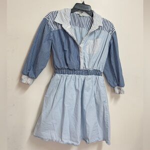 Womens half sleeve American eagle blue and white striped dress 100% Cotton small